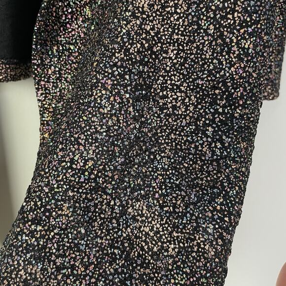 Clara Sunwoo Metallic Shiny Confetti Dot Open Drape Waterfall Cardigan Large - Picture 7 of 11